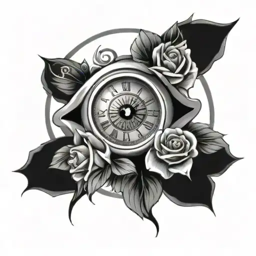 Eye With Clock And Roses
