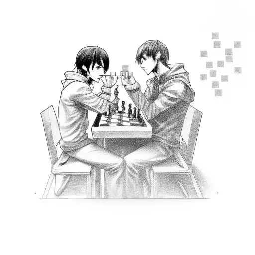 Eren Yaeger And Light Yagami Playing Chess