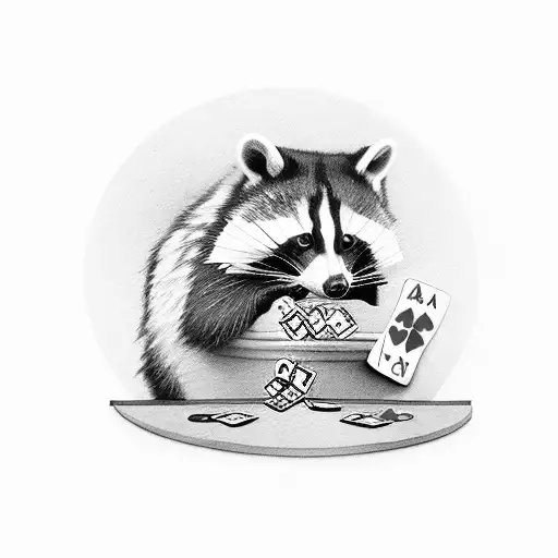 Racoon Play Poker With Card In His Hnds