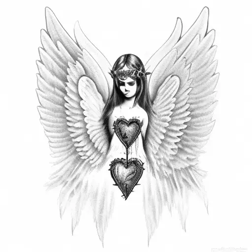 Gothic Angel With Vintage Heart-shaped Wings