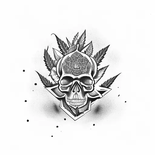 Skull With Weed Leafs