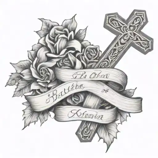 A Basic Cross With The Name Holiday Across The Front In Ribbon On The Bottom