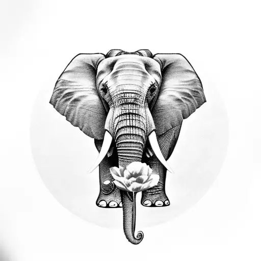 Elephant With Tulip And Peony Flower