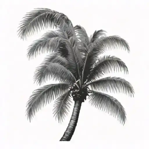 Palm Tree Realist With White Flash In Front Off
