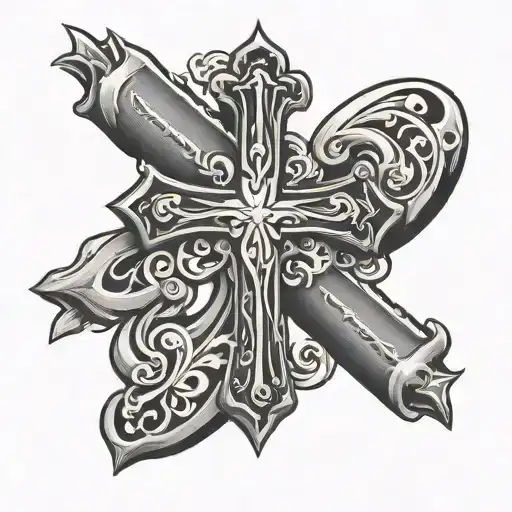 A Basic Cross With The Name Holiday Across The Front