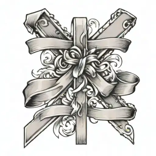 A Basic Cross With The Name Holiday Across The Front In Ribbon