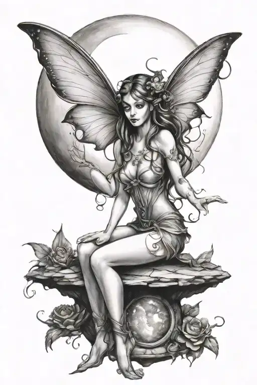 Fairy In Front Of Moon