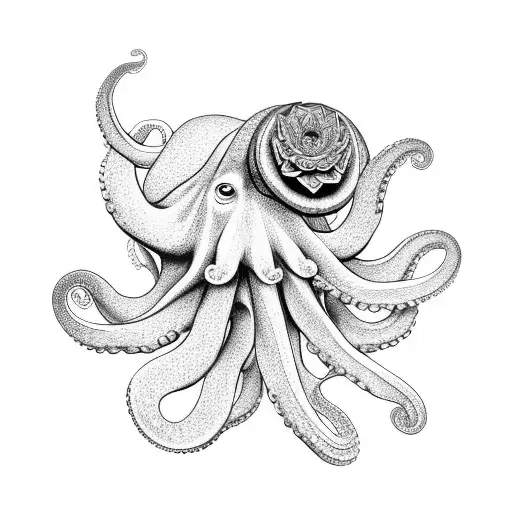 Octopus With Lotus Flower