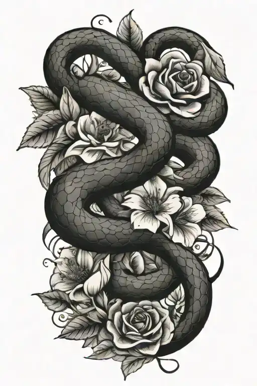 Snake And Flowers