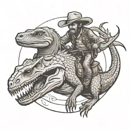 Cowboy Otter Riding A Velociraptor