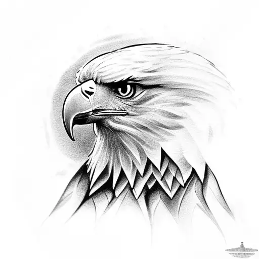 Full Body Eagle Facing Forward With Wings Raised