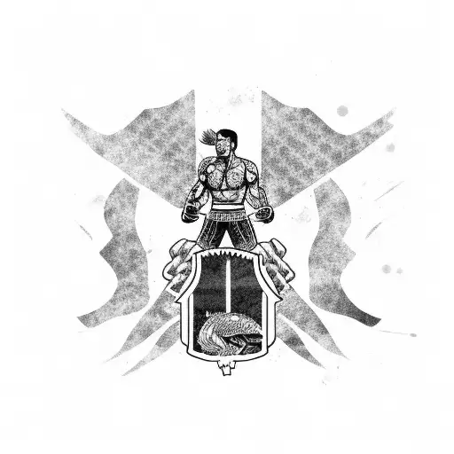 Mexican Flag With A Silhouette Of An Mma Fighter