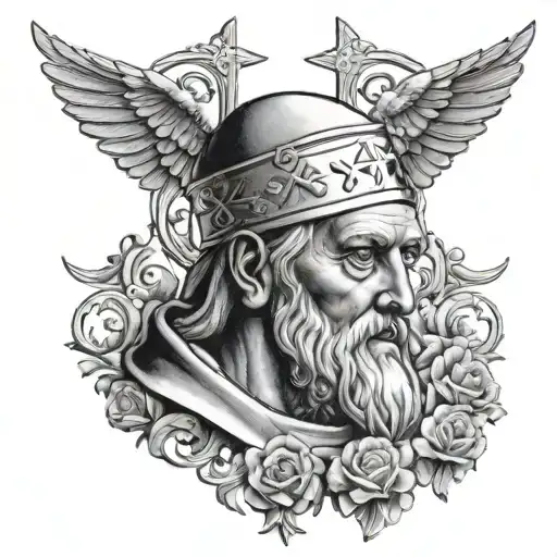 Catholic Head Tattoo Design