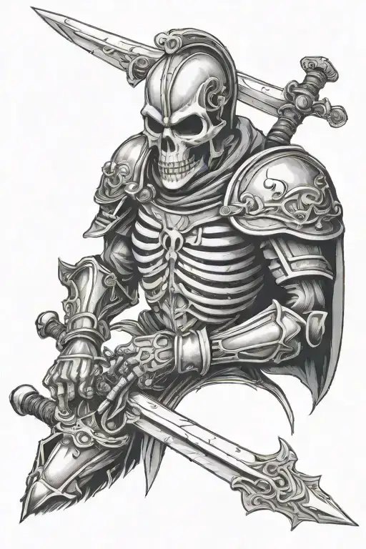 Skull Knight Holding A Sword