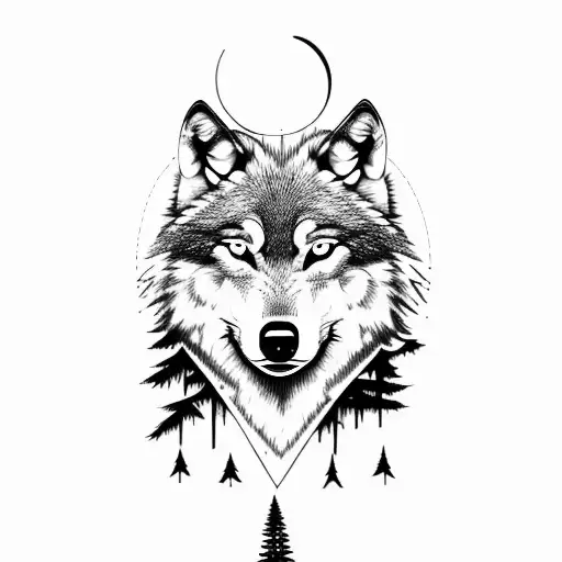 Wolf With A Forest And The Moon In The Back And The Words Veni Vidi Vici