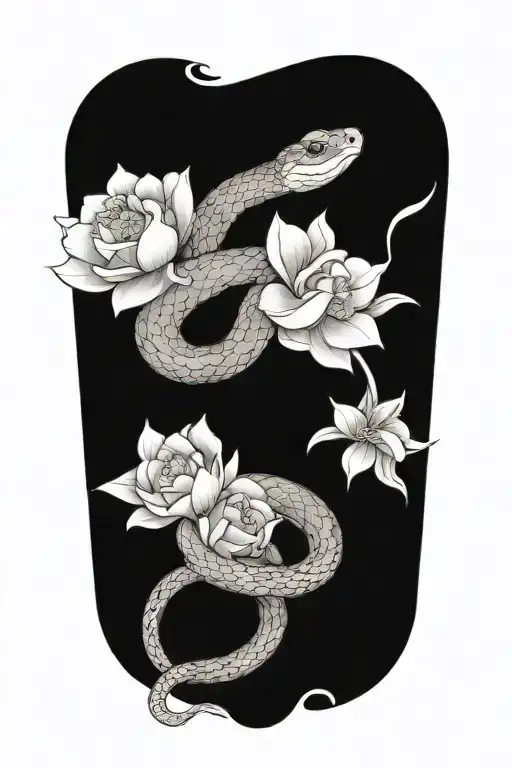 Snake And Flowers
