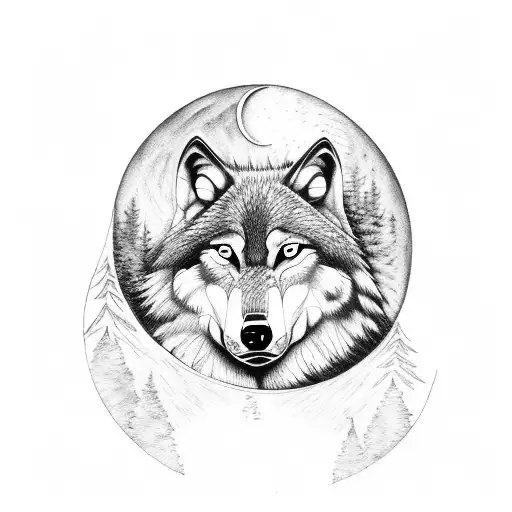 Wolf With A Forest And The Moon In The Back And The Words Veni Vidi Vici