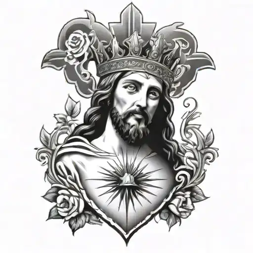 Sacred Heart Of Jesus With A Realistic Heart