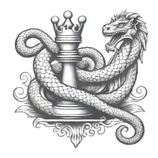 2 Snakes King And Queen Chess Piece