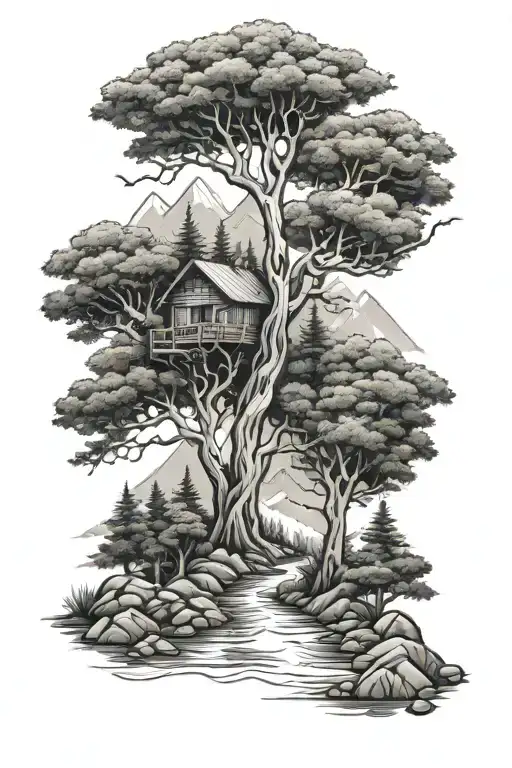 Trees With River Mountain Hammock Forest