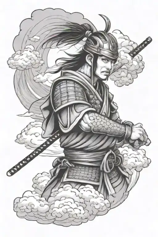 Samurai Warrior And Clouds