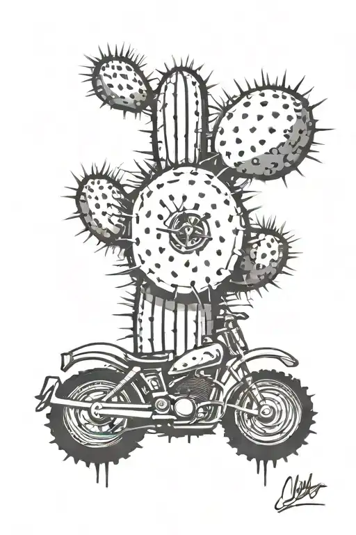 Cactus With A Motocross Tire On One Of The Arms