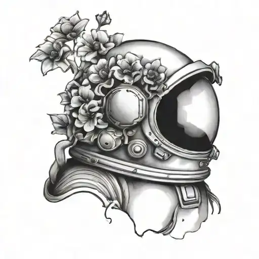 Astronaut Helmet With Flowers Inside