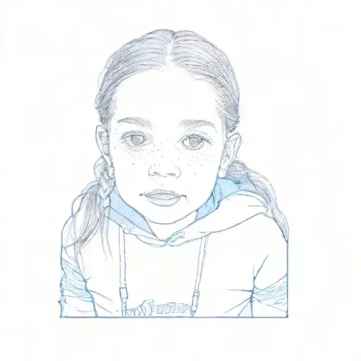 A Little Girl In A Blue Hoodie