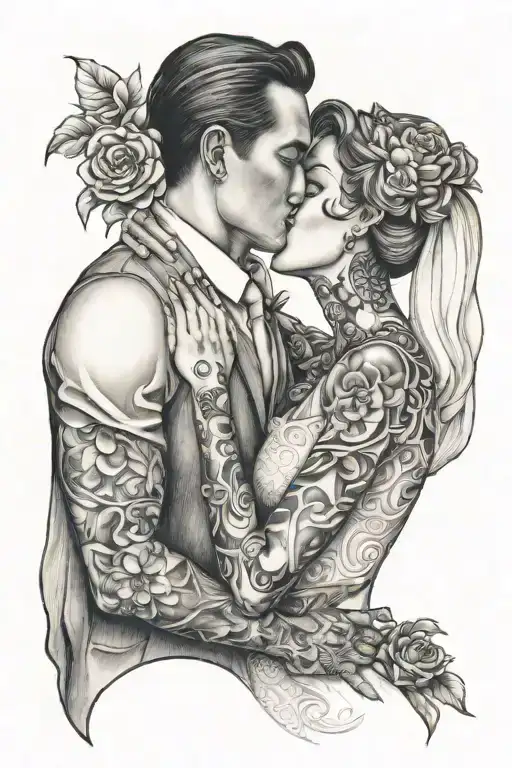 Wedding Couple Kissing