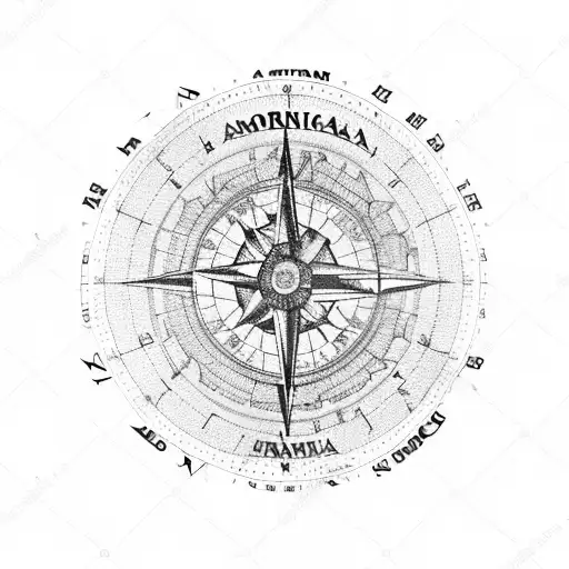 Old Style Navigation Map Of South America And Europe Including A Compass