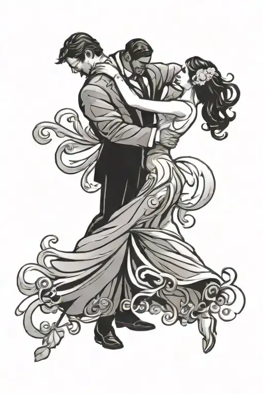 Wedding Couple Dancing Silhouette