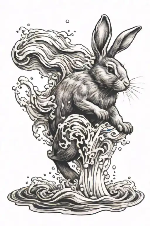 Bunny Jumping Through Water Flow