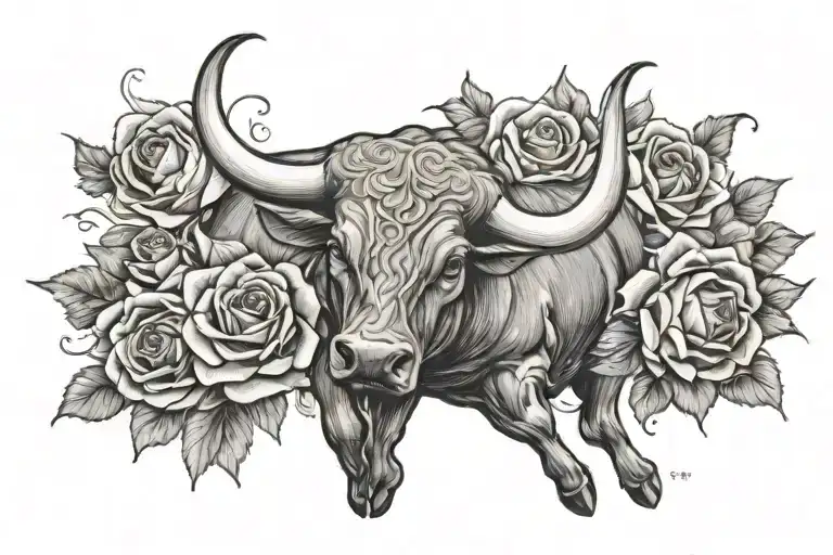 Bucking Bull With Roses