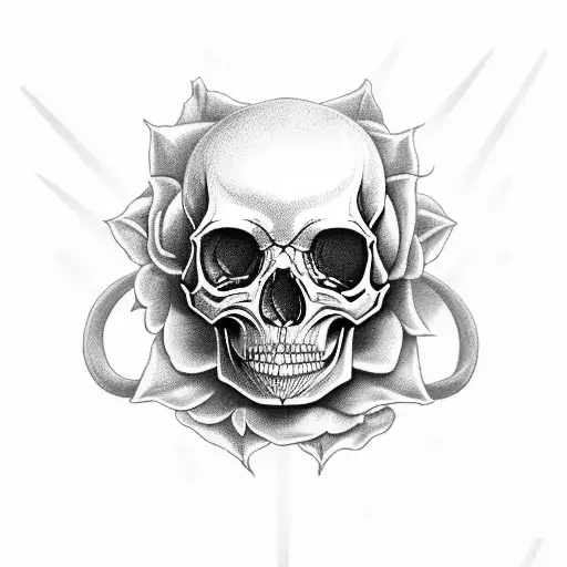 Rose Skull Girl Horns