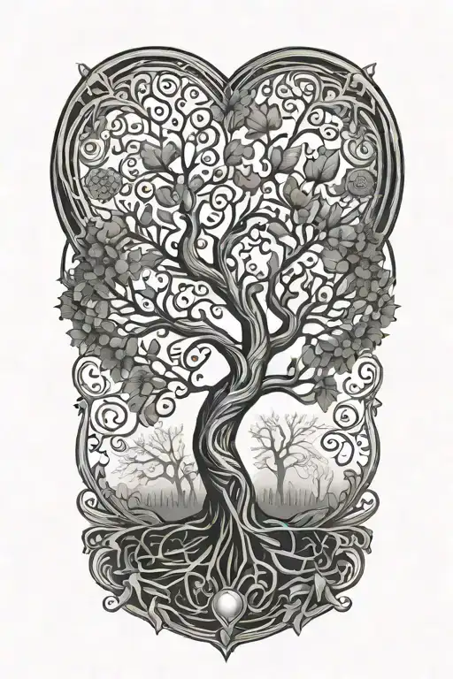 Tree Of Life With Heart And Dna Double Helix