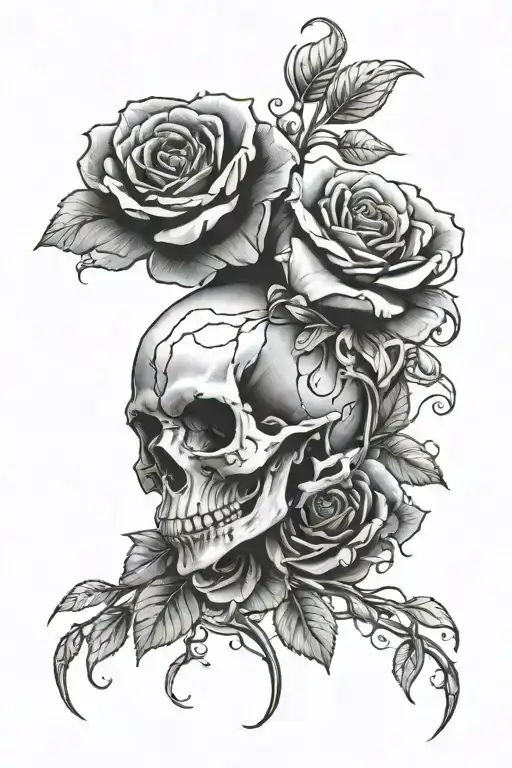 Skull And Rose Intertwined Forearm