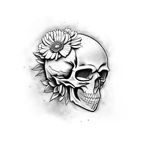 Skull And Marigolds