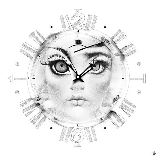 Blue Human Eyes Inside A Clock With Wings