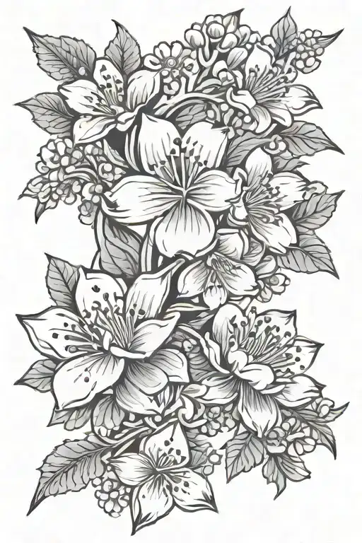 The Word Family In Japanese Cherry Blossom