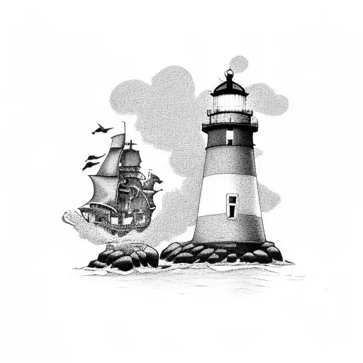 Lighthouse And Jolly Roger