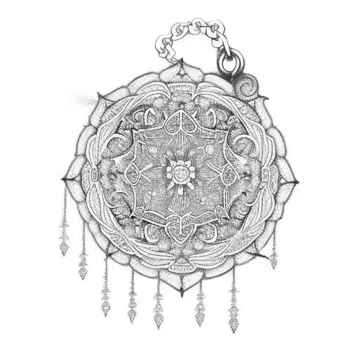 A Beautiful Rosemary Necklace Surrounded By Intricate Patterns