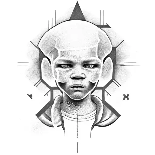 A Black And Grey Portrait Of A Son With The Finn Monogram Integrated