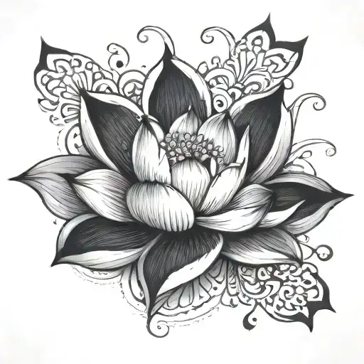 Lotus Flower With 7 Hearts Connected