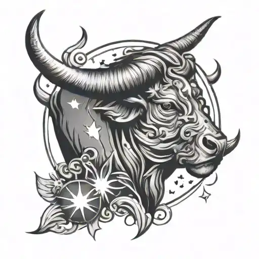 Zodiac Sign Taurus With Stars And Moon And Sun