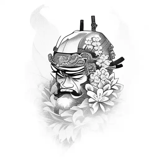 Samurai With Flowers
