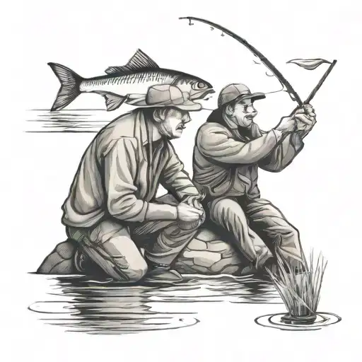 Father And Son Fishing