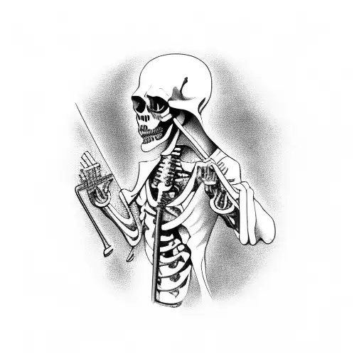 Grim Reaper Conducting An Orchestra Of Mechanical Instruments