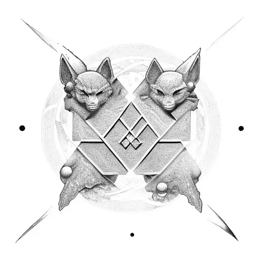 Intricate Gemini Symbol Merging With A Galaxy