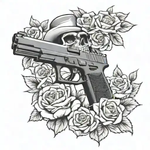 Chicana With A Glock 9Mm Gun
