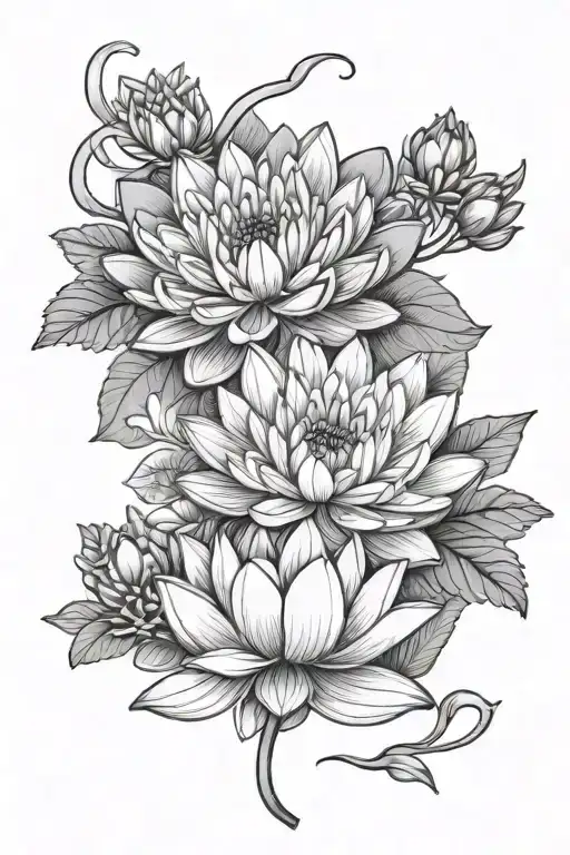 Chrysanthemum And Lotus Flower Together